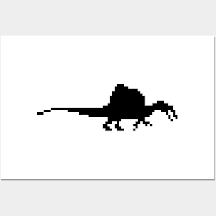 8-bit spinosaurus Black Posters and Art